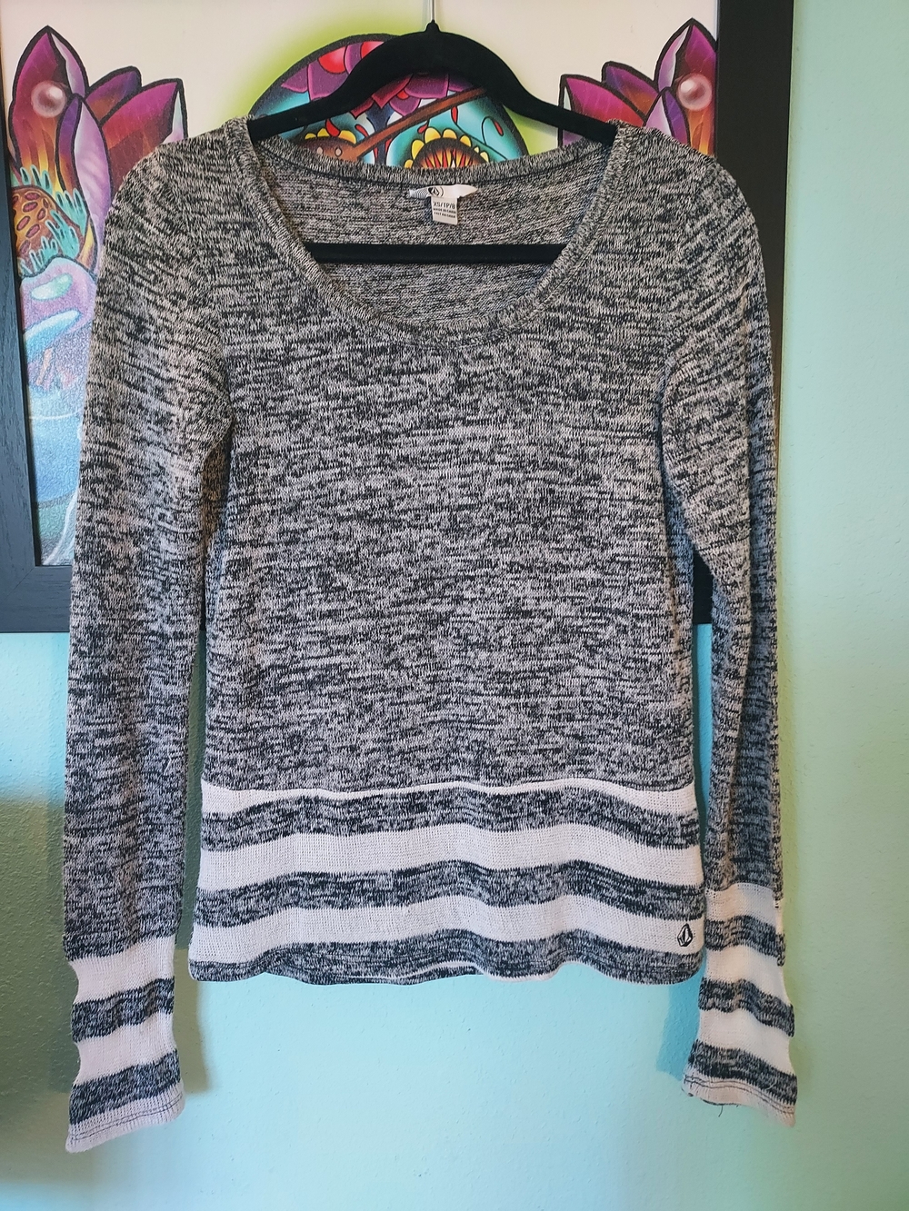 Volcom Gray Marled Crew Neck Sweater
